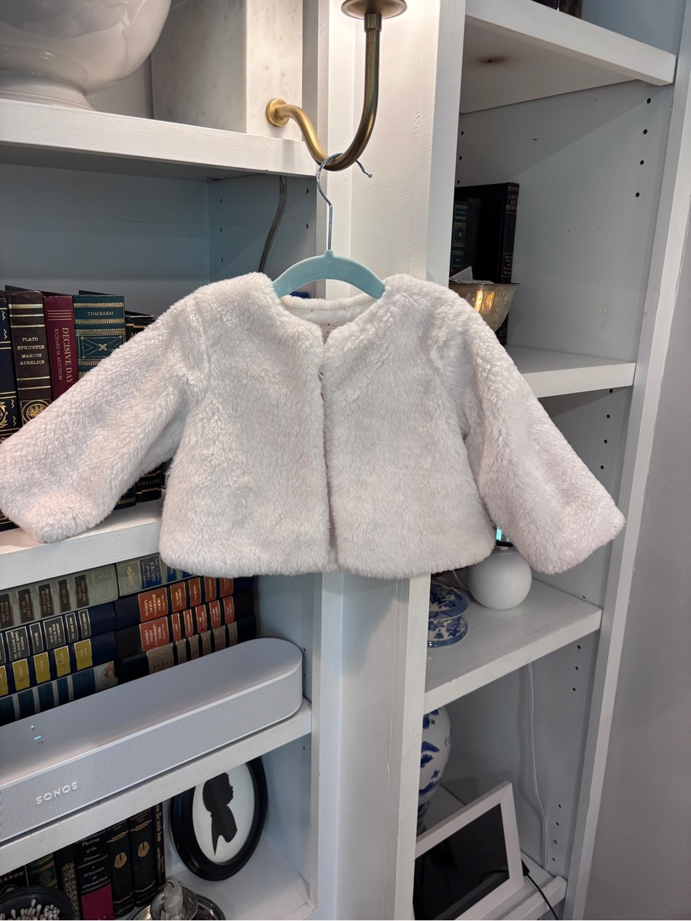 Girls' White Faux-Fur Jacket - Plush Cozy Coat